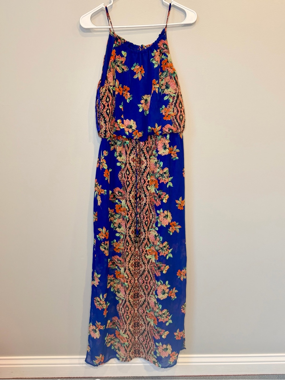 City Studio Floral Maxi Dress Side and back Slits Sleeveless Size M